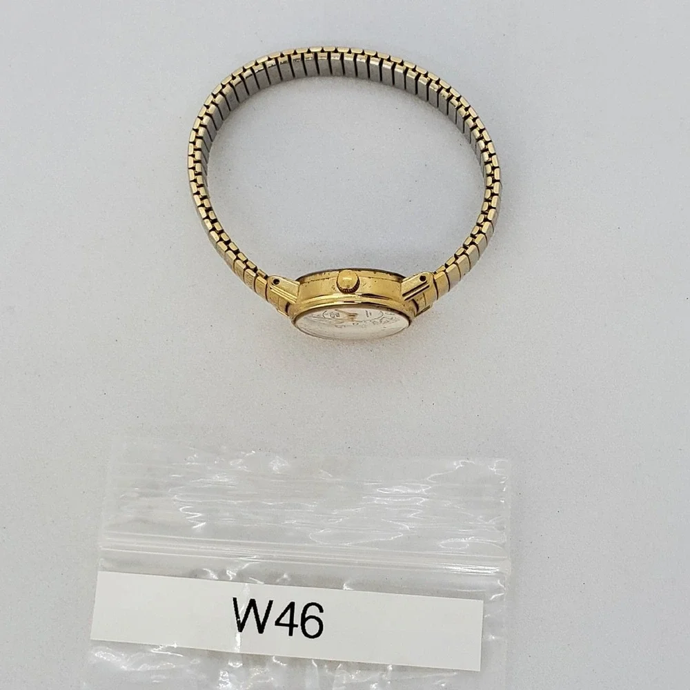 ACQUA Timex 24MM Watch Women White‎ Dial Gold Tone Case Bracelet 6